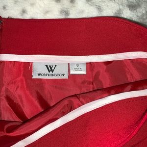 Business Casual red black knee length skirt